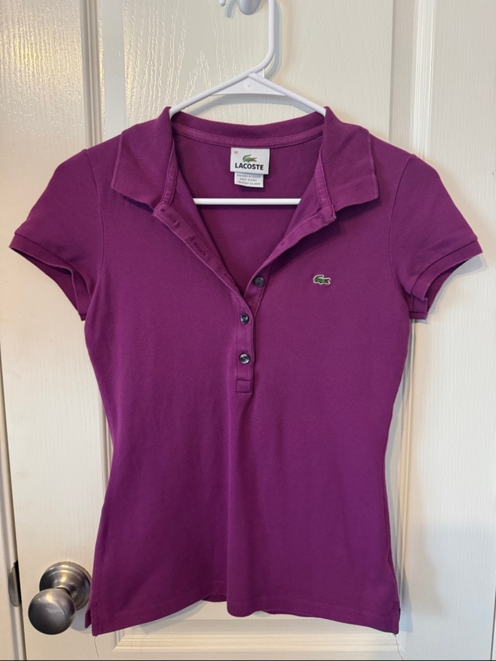 Lacoste Women’s Button-Down Polo Top in Violet
